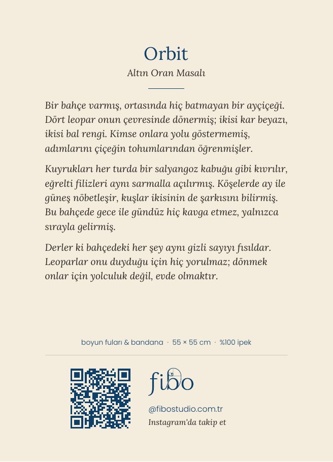 Orbit hikâye kartı, arka yüz: Altın Oran Masalı metni